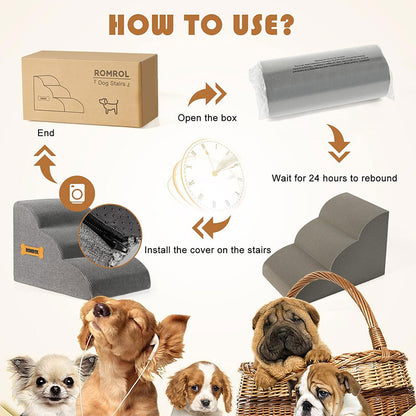 Dog Stair Ramp with Bone Handle – Safe Steps for Elderly Dogs