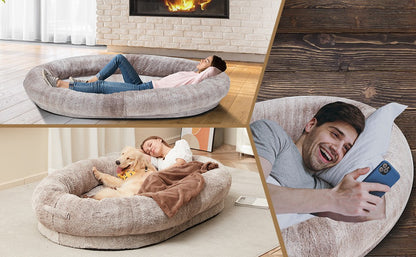 Giant Human-Size Dog Bed – Portable Pet Bed for Adults & Pets