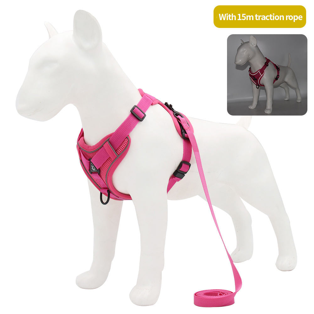 Reflective Breathable Dog Harness Vest – Pet Leash Set