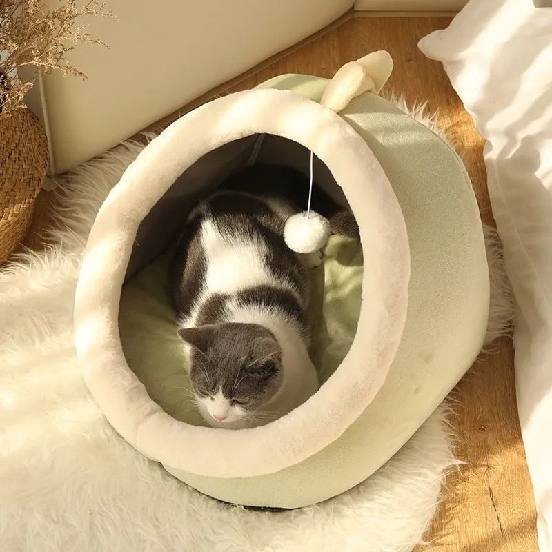 Sweet Cozy Cat Bed Cave – Washable Kitten Lounger Cushion