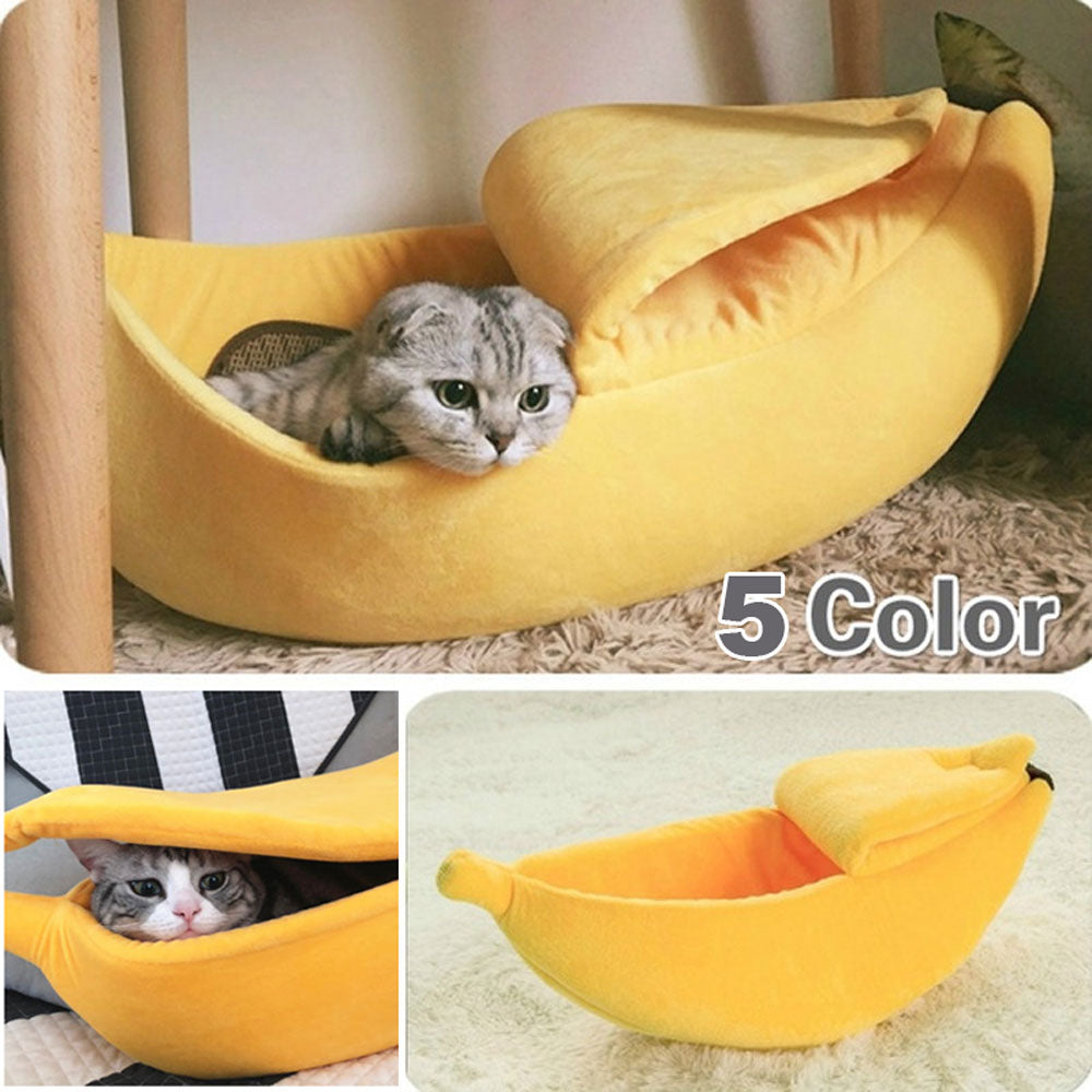 Banana Cat Bed House – Cozy Warm Pet Basket in 4 Colors