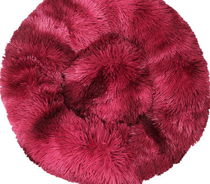 Round Plush Winter Pet Bed – Warm Cat & Dog Kennel Mat