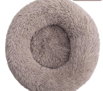 Round Plush Winter Pet Bed – Warm Cat & Dog Kennel Mat