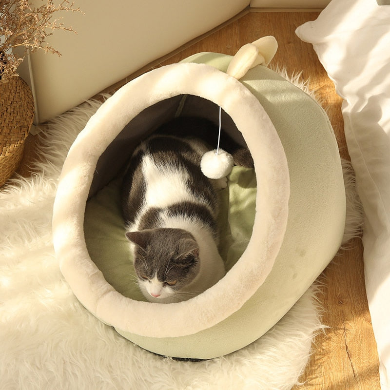 Sweet Cozy Cat Bed Cave – Washable Kitten Lounger Cushion