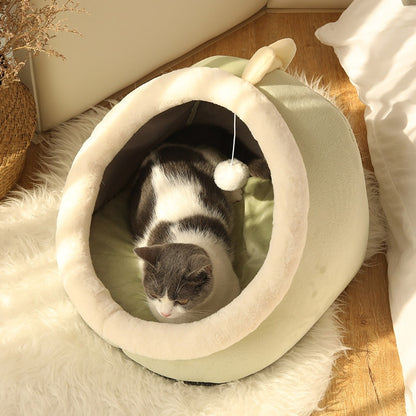 Sweet Cozy Cat Bed Cave – Washable Kitten Lounger Cushion