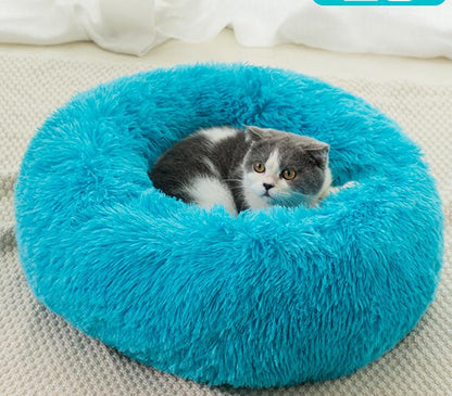 Round Plush Winter Pet Bed – Warm Cat & Dog Kennel Mat