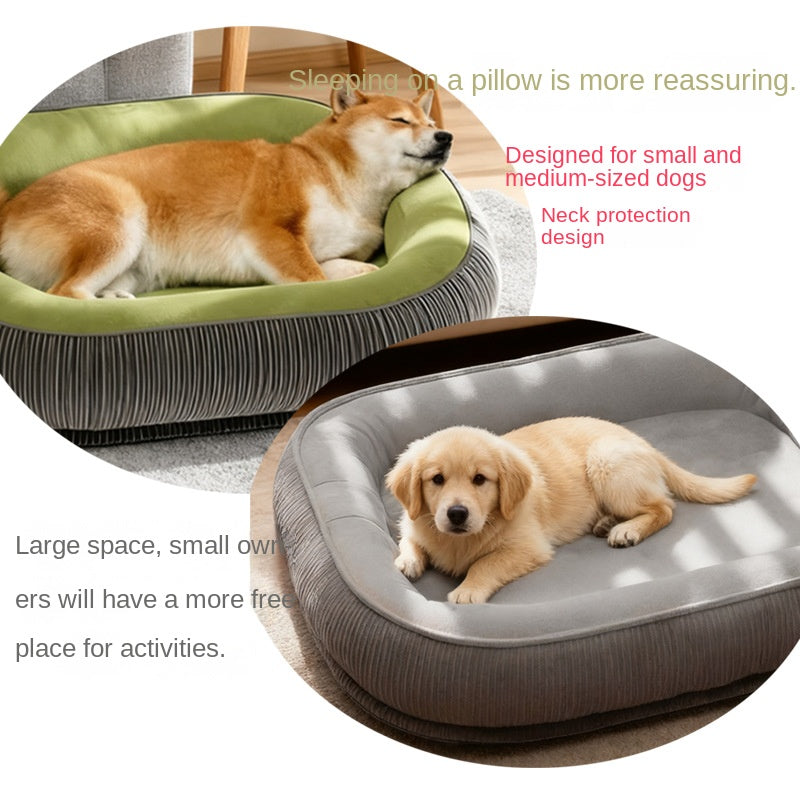 All-Season Semi-Enclosed Dog House – Washable Pet Bed