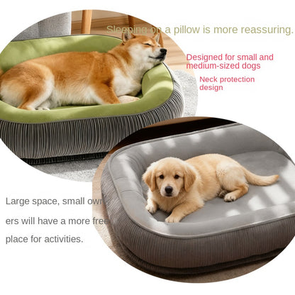 All-Season Semi-Enclosed Dog House – Washable Pet Bed