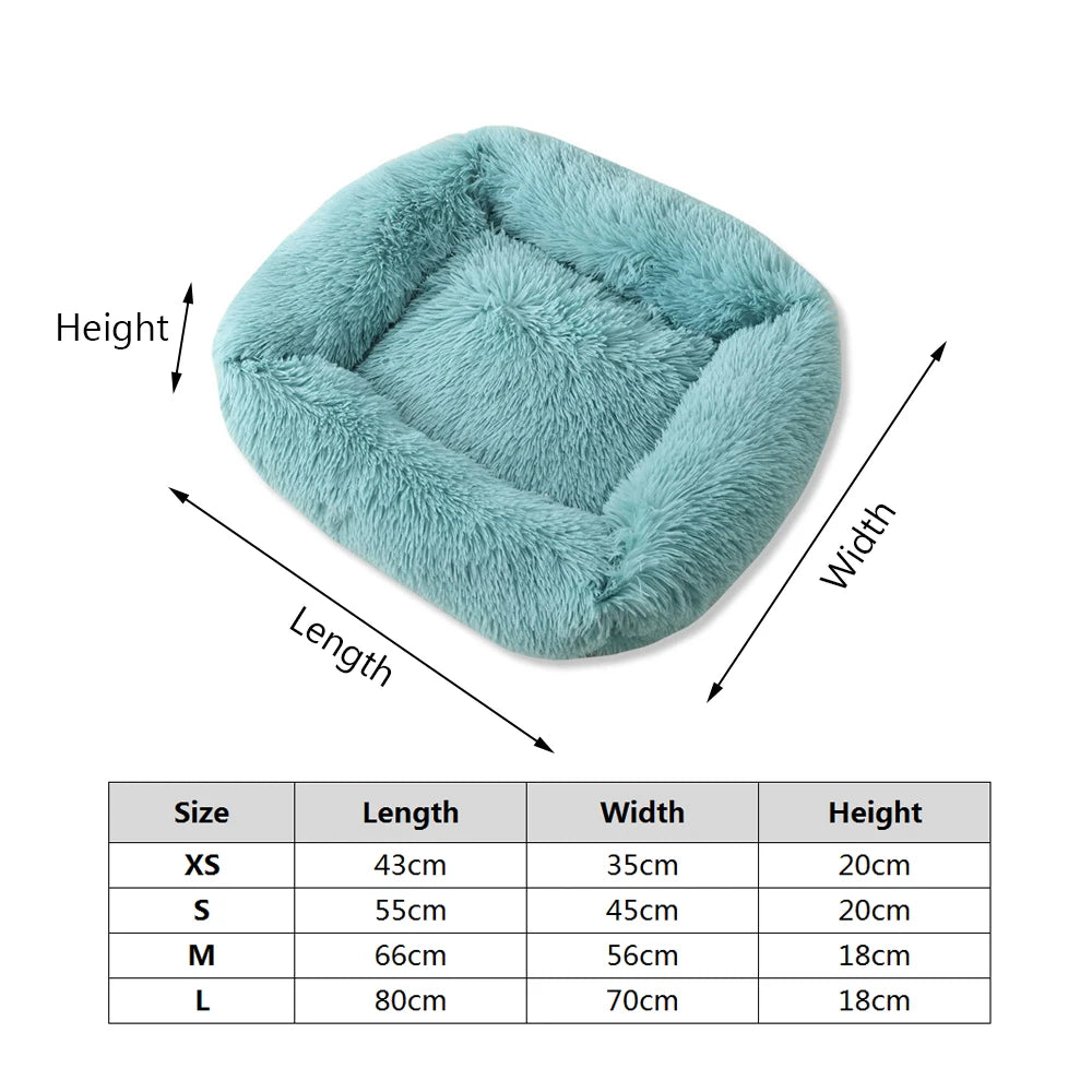 Square Plush Dog Bed – Super Soft Winter Mat for Dogs & Cats