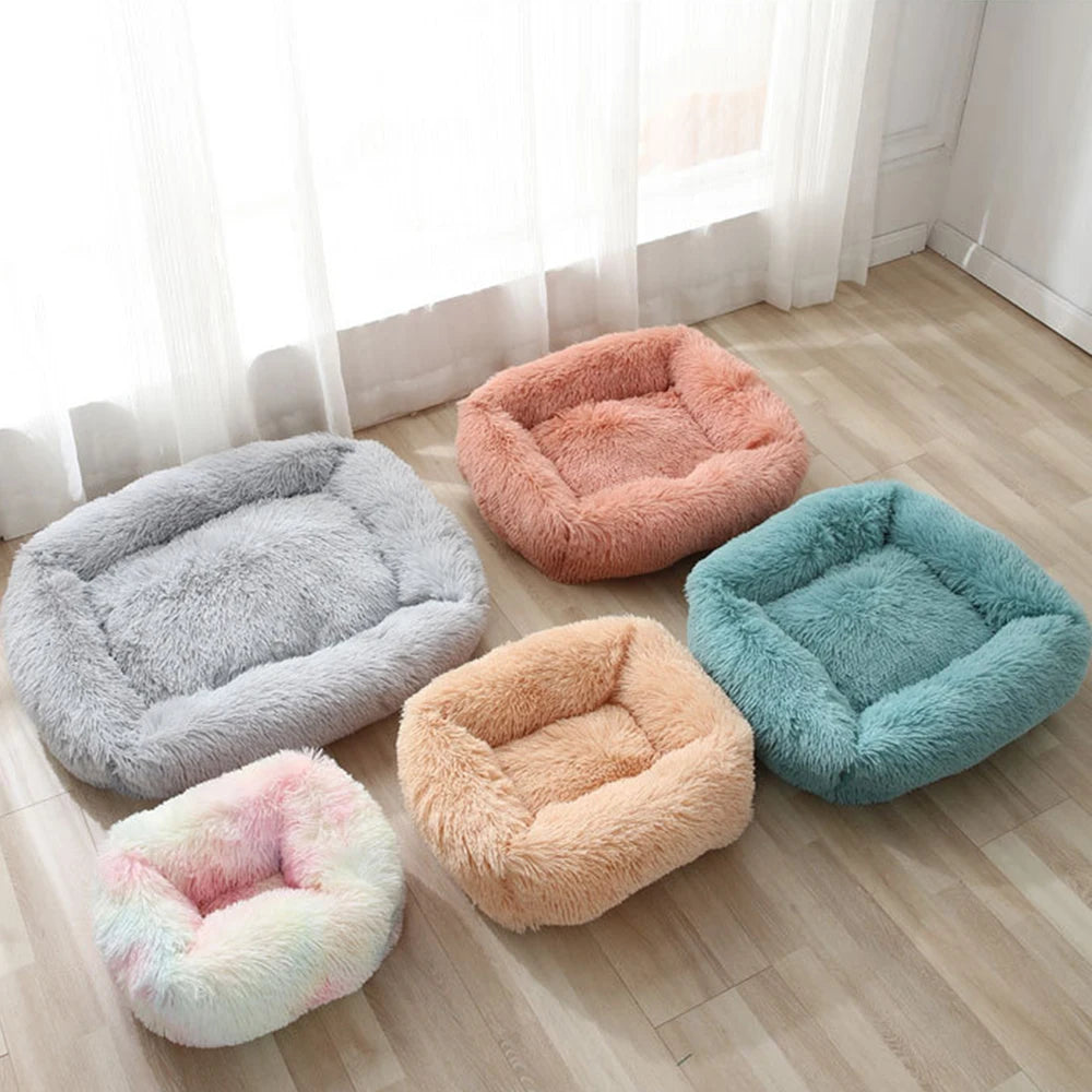 Square Plush Dog Bed – Super Soft Winter Mat for Dogs & Cats