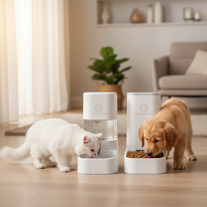 Large-Capacity Automatic Pet Water & Food Feeder – Lifestyle