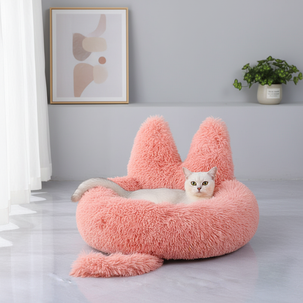 Round Plush Cat House – Cleaned